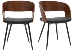 Miliboo Stühle Walnussoptik und schwarze Sitzfläche (2er-Set) RIFF* Design-stühle|Holzstühle