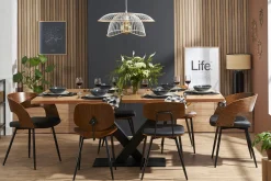 Miliboo Stühle Walnussoptik und schwarze Sitzfläche (2er-Set) RIFF* Design-stühle|Holzstühle