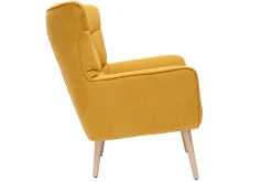 Miliboo Stoffsessel mit senfgelbem Samteffekt und Holzfüßen AVERY* Design-sessel|Sessel