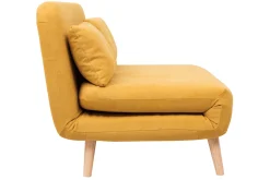 Miliboo Stoffsofa ausziehbar 1-Sitzer Samt-Effekt senfgelb AMIKO* Schlafsofas|Schlafsessel