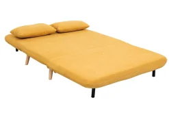 Miliboo Stoffsofa ausziehbar 1-Sitzer Samt-Effekt senfgelb AMIKO* Schlafsofas|Schlafsessel