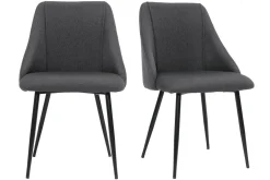 Miliboo Stuhl aus dunkelgrauem Stoffe mit Beinen aus Metall (2er-Set) HIGGINS* Design-stühle