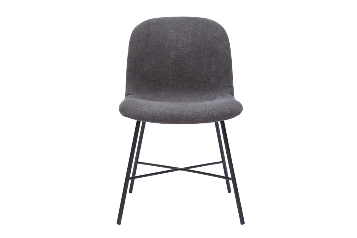 Miliboo Stuhl aus Stoff mit Samteffekt in Dunkelgrau und schwarzem Metall ARCADE* Design-stühle