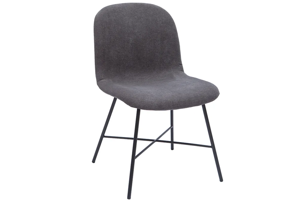 Miliboo Stuhl aus Stoff mit Samteffekt in Dunkelgrau und schwarzem Metall ARCADE* Design-stühle