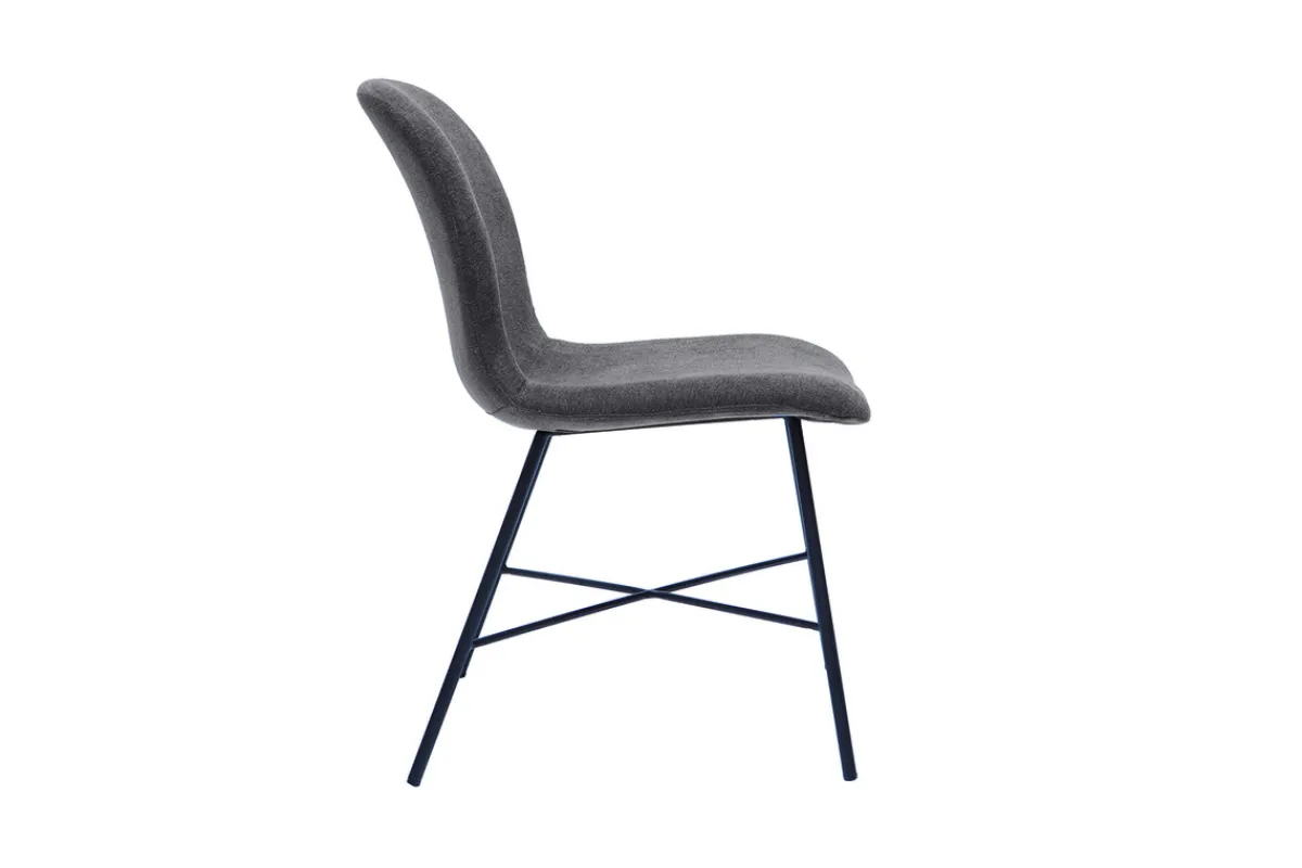 Miliboo Stuhl aus Stoff mit Samteffekt in Dunkelgrau und schwarzem Metall ARCADE* Design-stühle