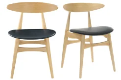 Miliboo Stuhl Holz h und PU Schwarz skandinavisches / japanisches Design WALFORD* Design-stühle|Holzstühle