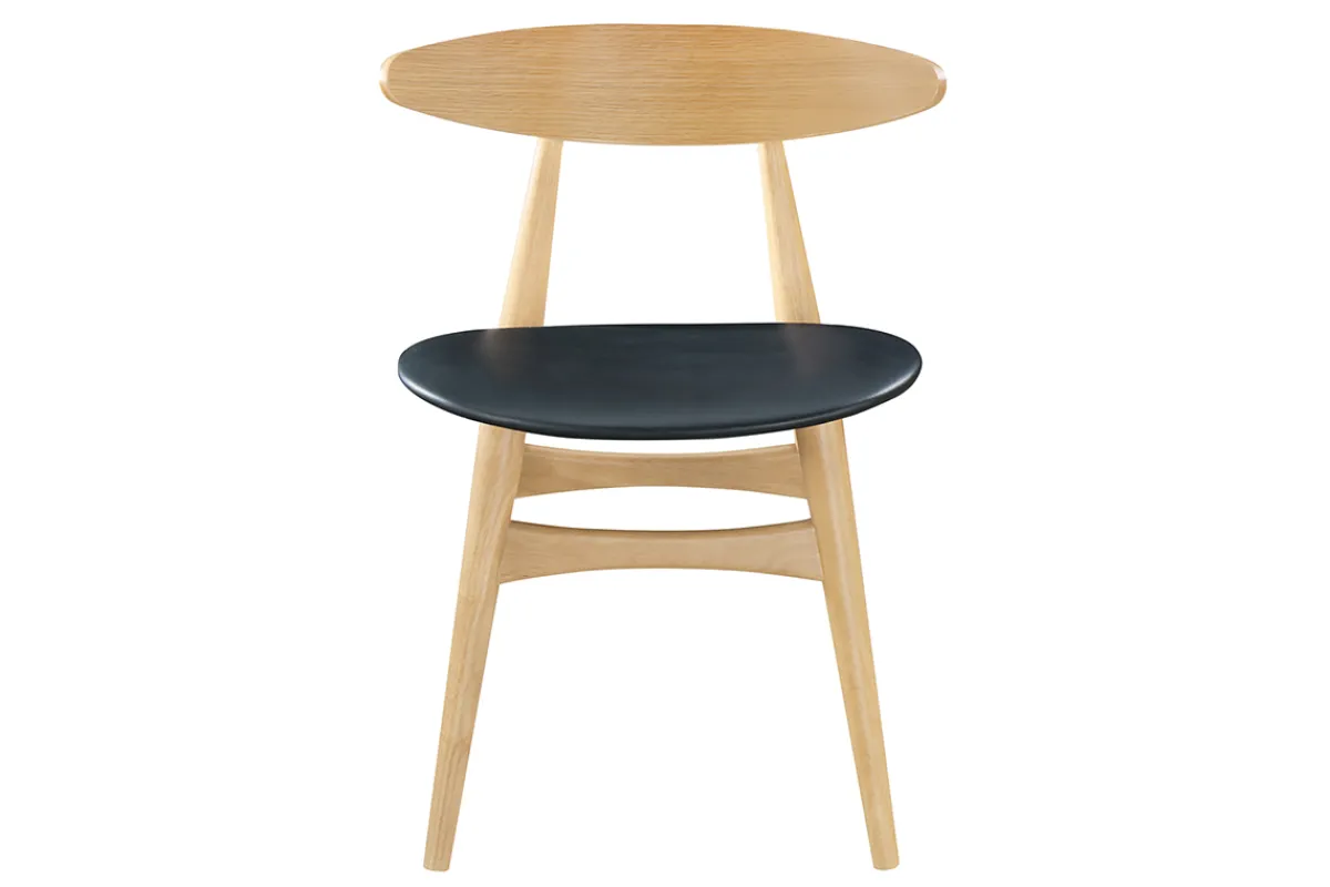 Miliboo Stuhl Holz h und PU Schwarz skandinavisches / japanisches Design WALFORD* Design-stühle|Holzstühle