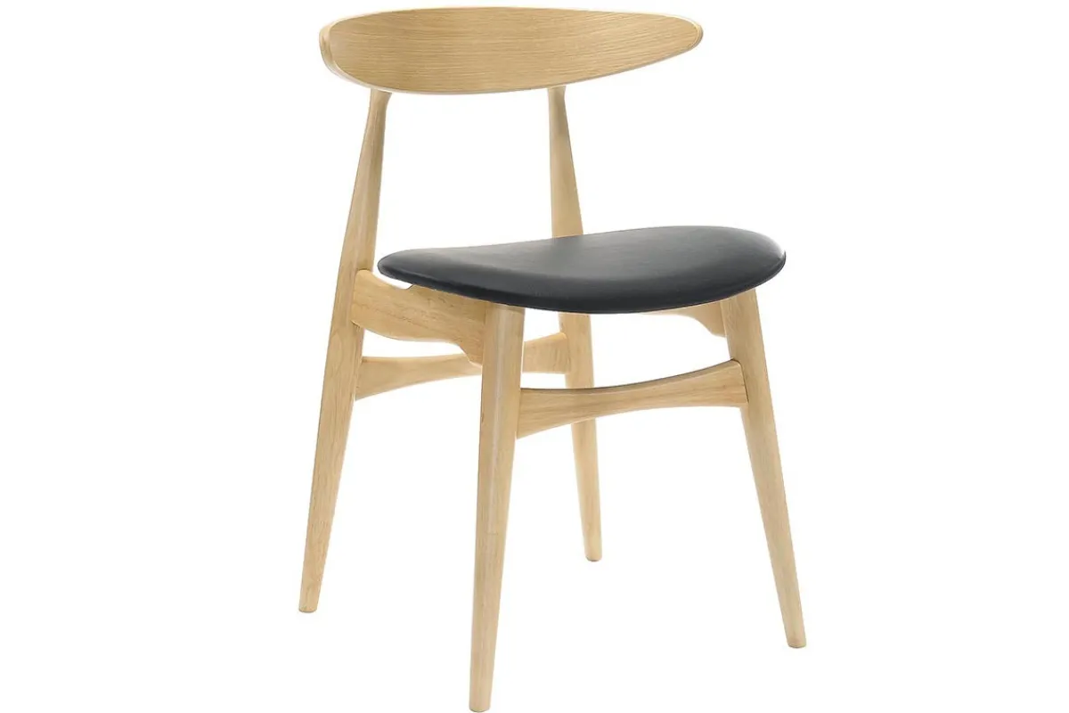 Miliboo Stuhl Holz h und PU Schwarz skandinavisches / japanisches Design WALFORD* Design-stühle|Holzstühle