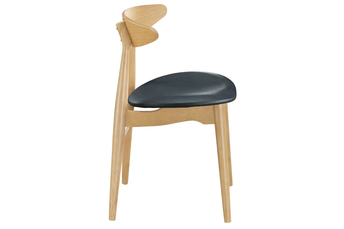Miliboo Stuhl Holz h und PU Schwarz skandinavisches / japanisches Design WALFORD* Design-stühle|Holzstühle