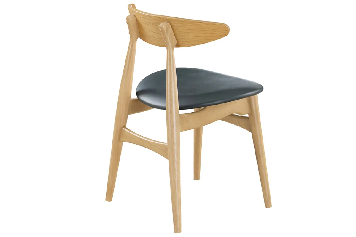 Miliboo Stuhl Holz h und PU Schwarz skandinavisches / japanisches Design WALFORD* Design-stühle|Holzstühle