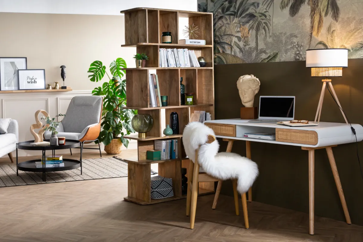 Miliboo Stuhl Holz h und PU Schwarz skandinavisches / japanisches Design WALFORD* Design-stühle|Holzstühle