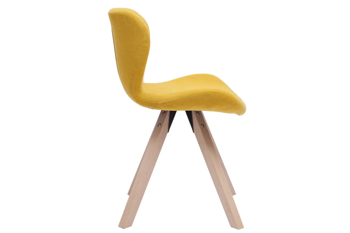 Miliboo Stuhl skandinavisch Stoff senfgelb Beine helles Holz ANYA* Design-stühle
