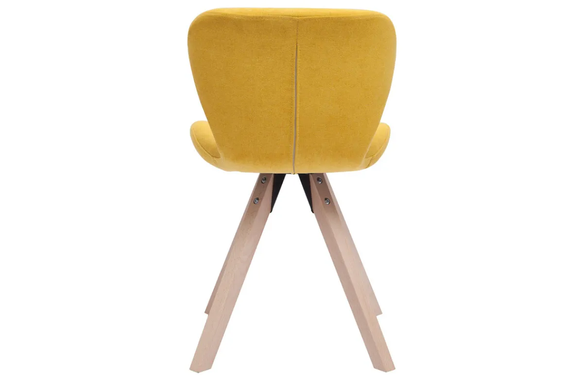 Miliboo Stuhl skandinavisch Stoff senfgelb Beine helles Holz ANYA* Design-stühle