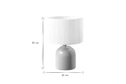 Miliboo Taupefarbene Tischlampe aus glänzender Keramik und Lampenschirm aus weißem Plissee-Stoff H35 cm PIEGA* Tischlampe|Tischlampe