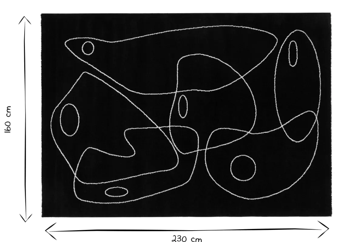 Miliboo Teppich Schwarz mit Line Art Motiv 160x230 cm ARTISTE* Teppiche|Alle Dekoration