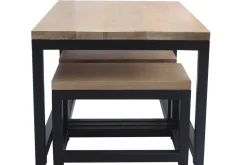 Miliboo Tiefer Beistelltisch Mangobaum und Schwarzmetall (3er Set) FACTORY* Couchtische