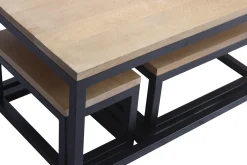 Miliboo Tiefer Beistelltisch Mangobaum und Schwarzmetall (3er Set) FACTORY* Couchtische