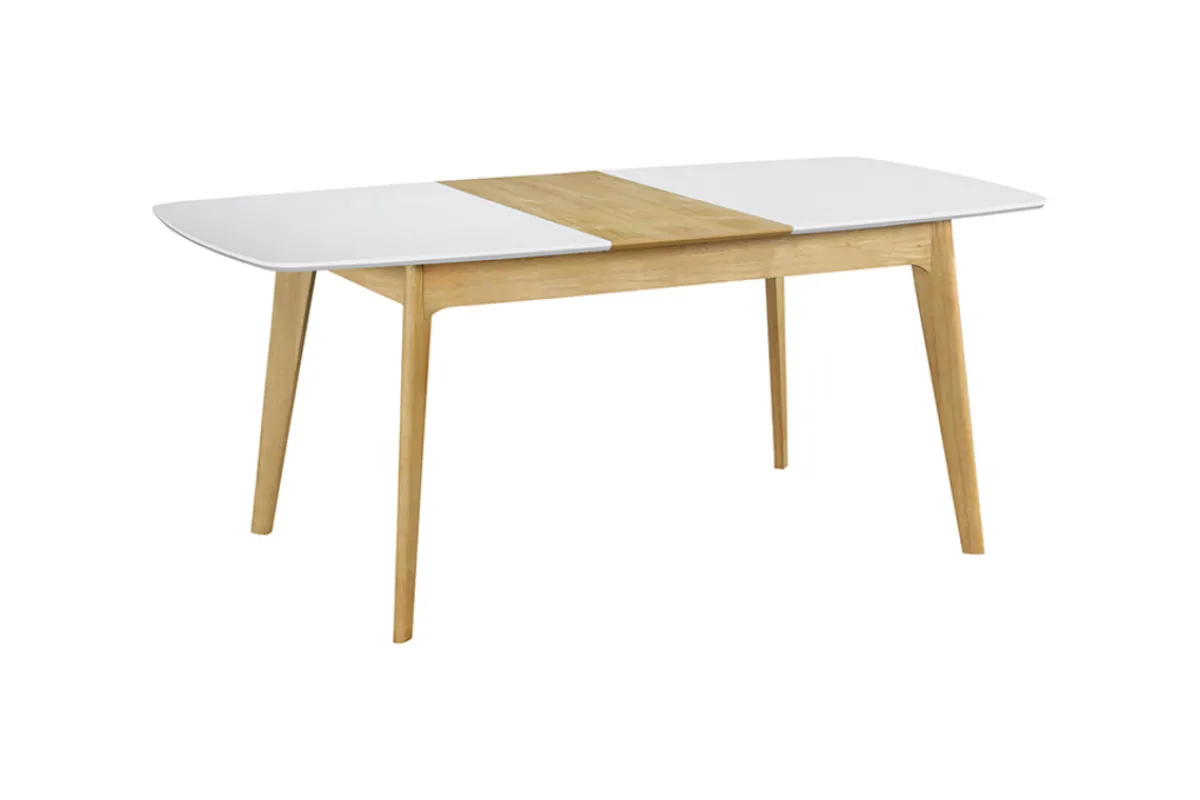 Miliboo Tisch ausziehbar skandinavisch Weiß und Holz Länge 140-180 cm MEENA* Ausziehtische