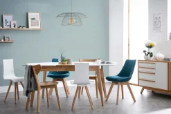 Miliboo Tisch ausziehbar skandinavisch Weiß und Holz Länge 140-180 cm MEENA* Ausziehtische