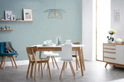 Miliboo Tisch ausziehbar skandinavisch Weiß und Holz Länge 140-180 cm MEENA* Ausziehtische