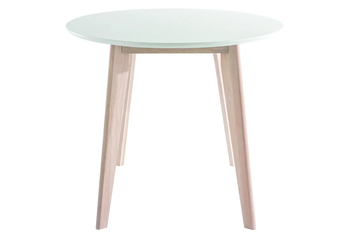 Miliboo Tisch oval 150 cm Weiß und helles Holz LEENA* Esstische