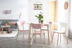 Miliboo Tisch oval 150 cm Weiß und helles Holz LEENA* Esstische