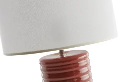 Miliboo Tischleuchte aus emaillierter Keramik in Terracotta mit écrufarbenem Lampenschirm H53 cm BERRO* Tischlampe|Tischlampe