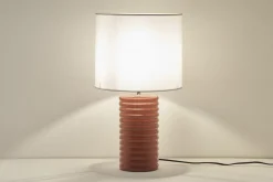 Miliboo Tischleuchte aus emaillierter Keramik in Terracotta mit écrufarbenem Lampenschirm H53 cm BERRO* Tischlampe|Tischlampe