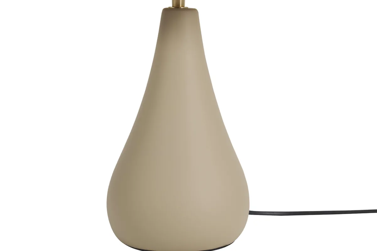 Miliboo Tischleuchte aus emaillierter Keramik in Taupe mit Lampenschirm aus Bast H49 cm PYRUS* Tischlampe|Tischlampe