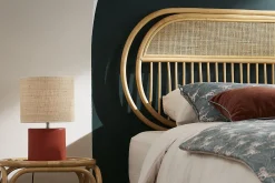 Miliboo Tischleuchte aus Keramik in Terracotta mit Lampenschirm aus naturfarbenem Bast H40 cm TIGA* Tischlampe|Tischlampe
