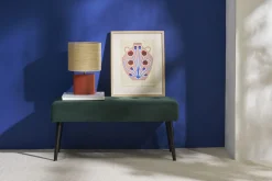 Miliboo Tischleuchte aus Keramik in Terracotta mit Lampenschirm aus naturfarbenem Bast H40 cm TIGA* Tischlampe|Tischlampe