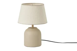 Miliboo Tischleuchte aus matter Keramik in Beige mit Lampenschirm aus Leinen H35 cm SIMAO* Alle Dekoration