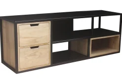 Miliboo TV Möbelstück JAIPUR aus massivem Mangoholz und schwarzem Metall* Tv-lowboards