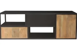 Miliboo TV Möbelstück JAIPUR aus massivem Mangoholz und schwarzem Metall* Tv-lowboards