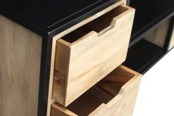 Miliboo TV Möbelstück JAIPUR aus massivem Mangoholz und schwarzem Metall* Tv-lowboards