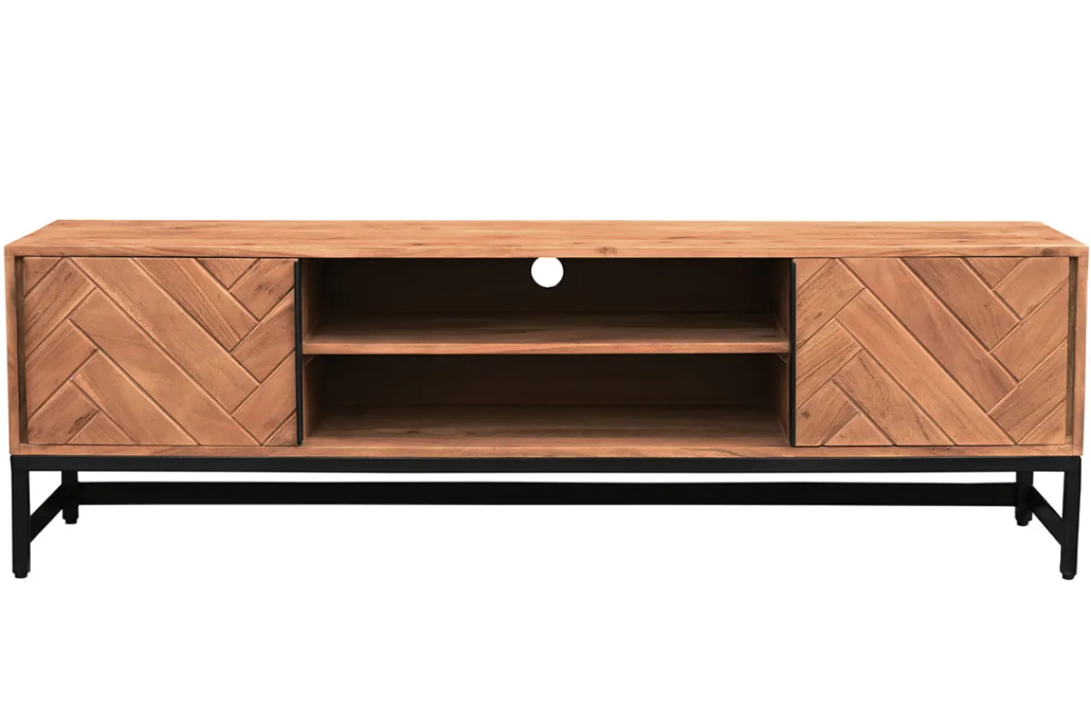 Miliboo TV-Möbel aus Akazienholz und schwarzem Metall STICK* Tv-lowboards