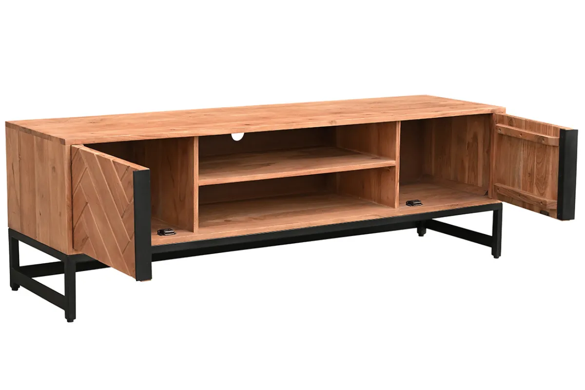 Miliboo TV-Möbel aus Akazienholz und schwarzem Metall STICK* Tv-lowboards