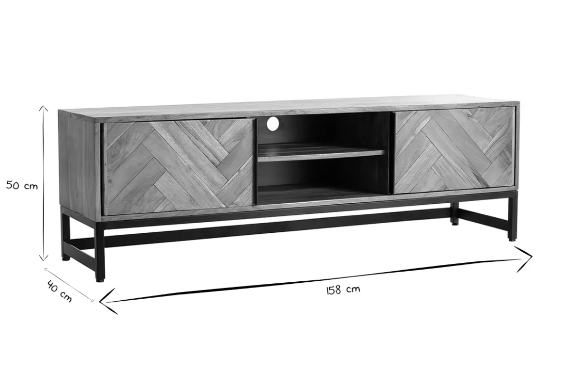 Miliboo TV-Möbel aus Akazienholz und schwarzem Metall STICK* Tv-lowboards
