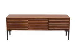 Miliboo TV-Möbel aus dunklem, massivem Mangoholz und schwarzem Metall 3 Türen B120 cm ONDA* Tv-lowboards