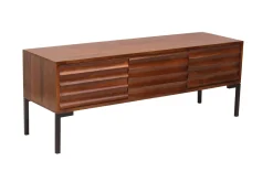 Miliboo TV-Möbel aus dunklem, massivem Mangoholz und schwarzem Metall 3 Türen B120 cm ONDA* Tv-lowboards
