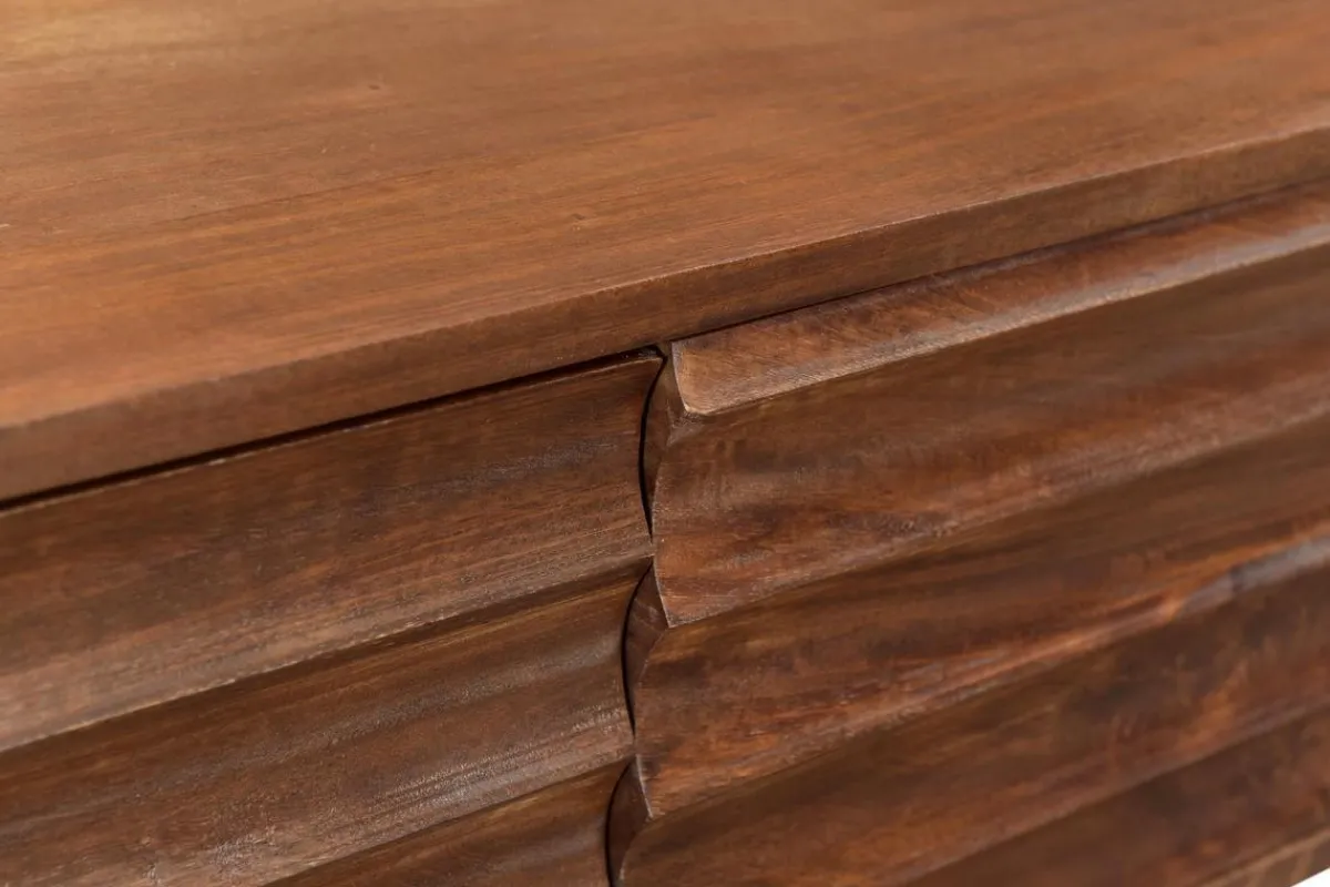 Miliboo TV-Möbel aus dunklem, massivem Mangoholz und schwarzem Metall 3 Türen B120 cm ONDA* Tv-lowboards
