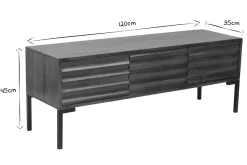 Miliboo TV-Möbel aus dunklem, massivem Mangoholz und schwarzem Metall 3 Türen B120 cm ONDA* Tv-lowboards