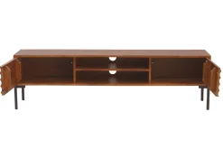 Miliboo TV-Möbel aus dunklem, massivem Mangoholz und schwarzem Metall 2 Türen B160 cm ONDA* Tv-lowboards