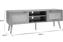 Miliboo TV-Möbel aus hellem Holz, Rattangeflecht und schwarzem Metall L140cm MANILLE* Tv-lowboards