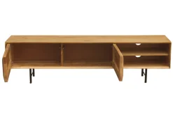 Miliboo TV-Möbel aus hellem massivem Mangoholz mit Relief und schwarzem Metall B160 cm AGRA* Tv-lowboards