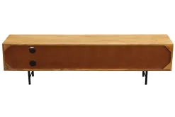 Miliboo TV-Möbel aus hellem massivem Mangoholz mit Relief und schwarzem Metall B160 cm AGRA* Tv-lowboards