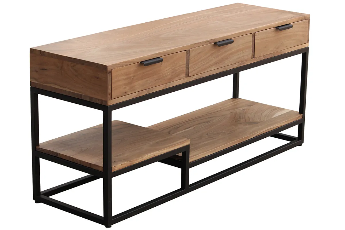 Miliboo TV-Möbel aus massivem Akazienholz und Metall B 115 cm WARREN* Tv-lowboards