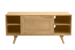 Miliboo TV-Möbel aus massivem Mangoholz und Rattan-Rohrgeflecht B110 cm ACANGE* Tv-lowboards