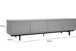 Miliboo TV-Möbel, Eiche und Schwarz Metallfinish L200 cm MANNY* Tv-lowboards