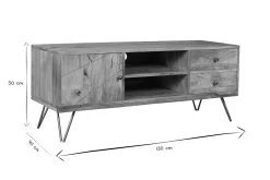 Miliboo TV-Möbel graviert aus Mangoholz und Metall LINIUM* Tv-lowboards